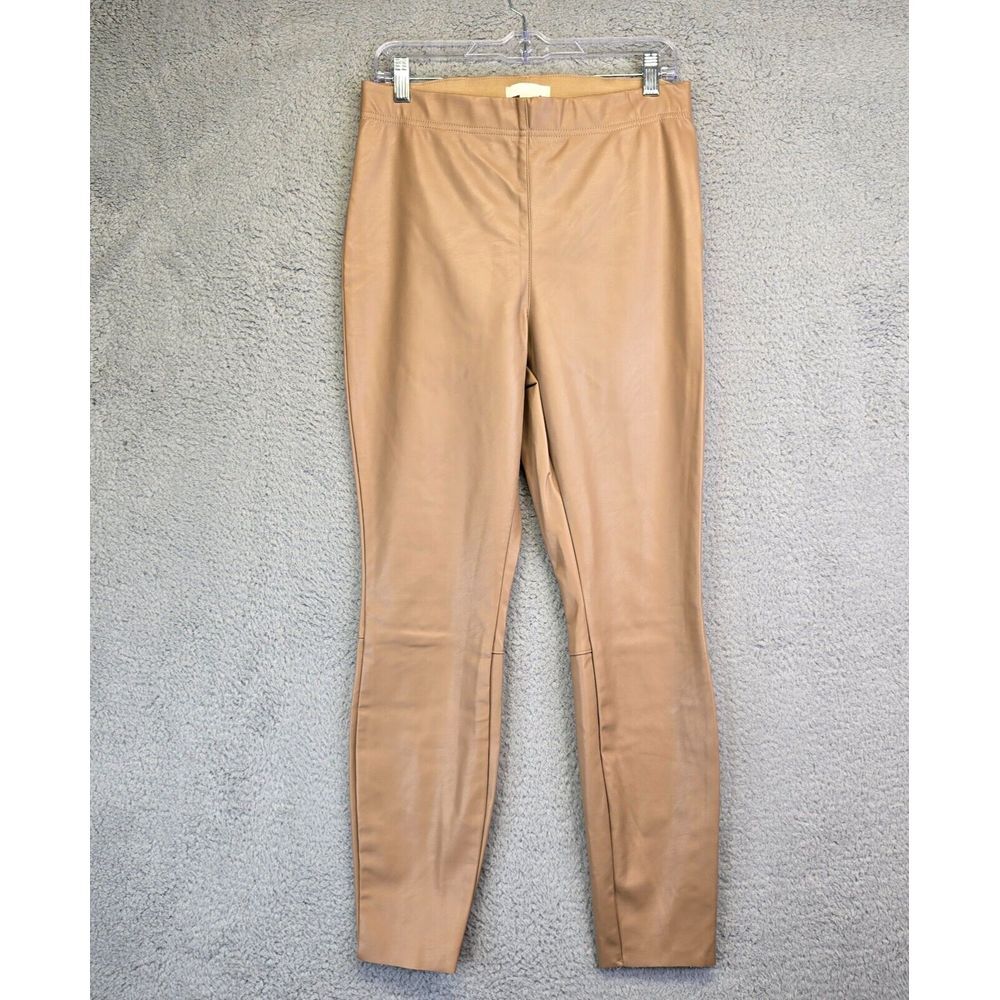 H&M Faux Leather Leggings Women's 10 Brown Pull‎ on Stretchy Elastic Waist